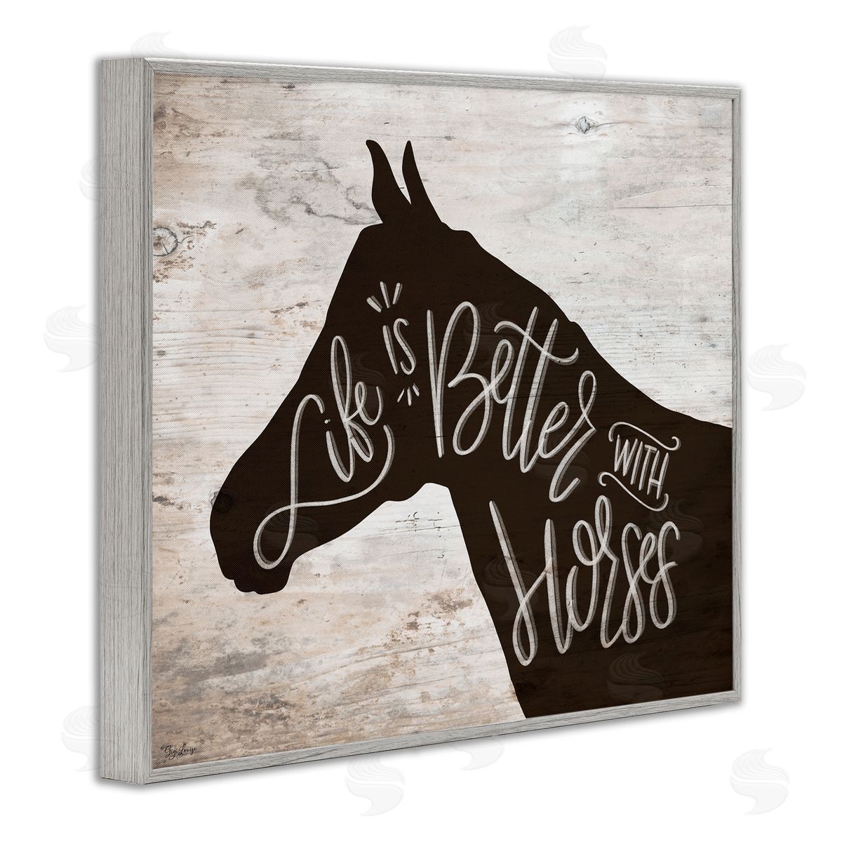 Better With Horses Grey Frame Print Wall Art, Home Decor by Gigi Louise