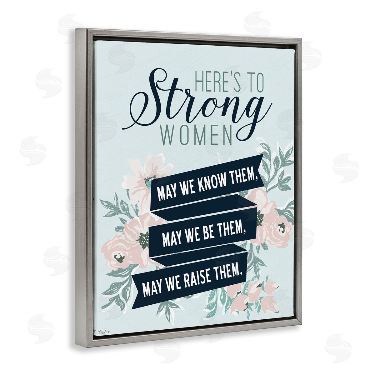 Strong Women Inspirational Grey Floating Frame Canvas Wall Art, Home Decor by Gigi Louise