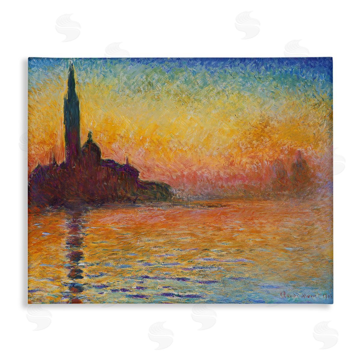 Saint-Georges majeur au crepuscule Canvas Wall Art, Home Decor by Claude Monet