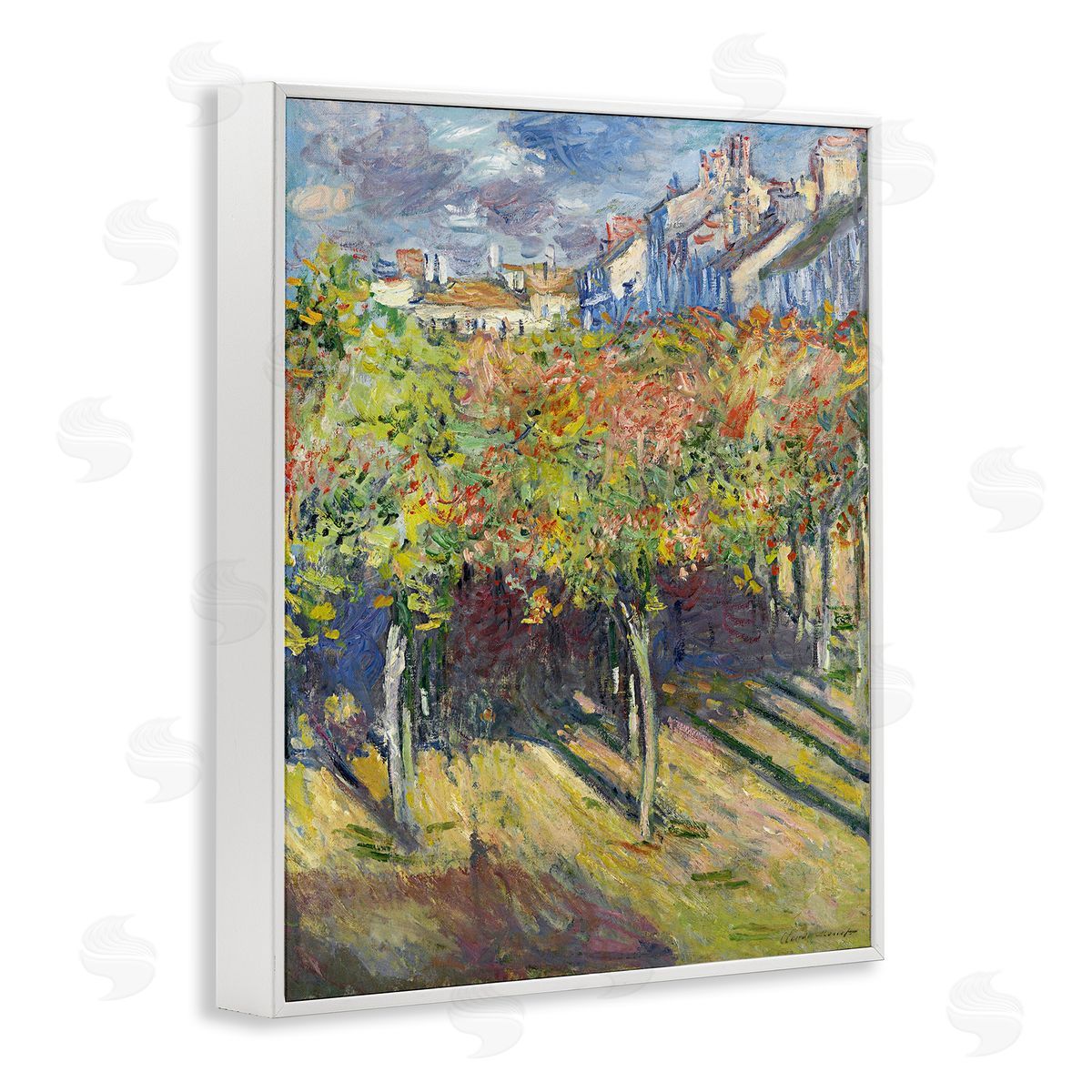 The Lindens of Poissy White Frame Print Wall Art, Home Decor by Claude Monet