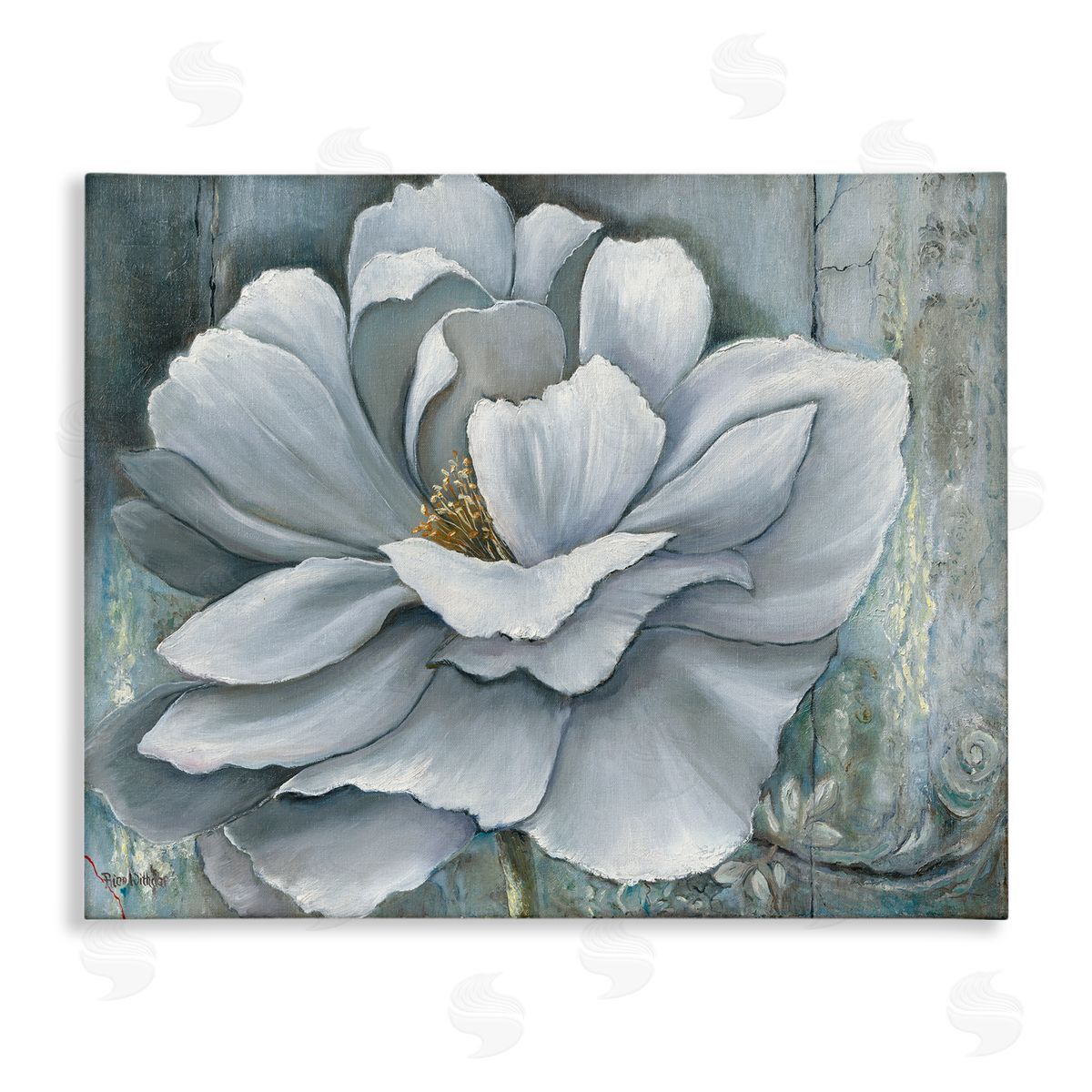 Blue Flower Bloom Painting Canvas Wall Art, Home Decor by Heinz Scholnhammer