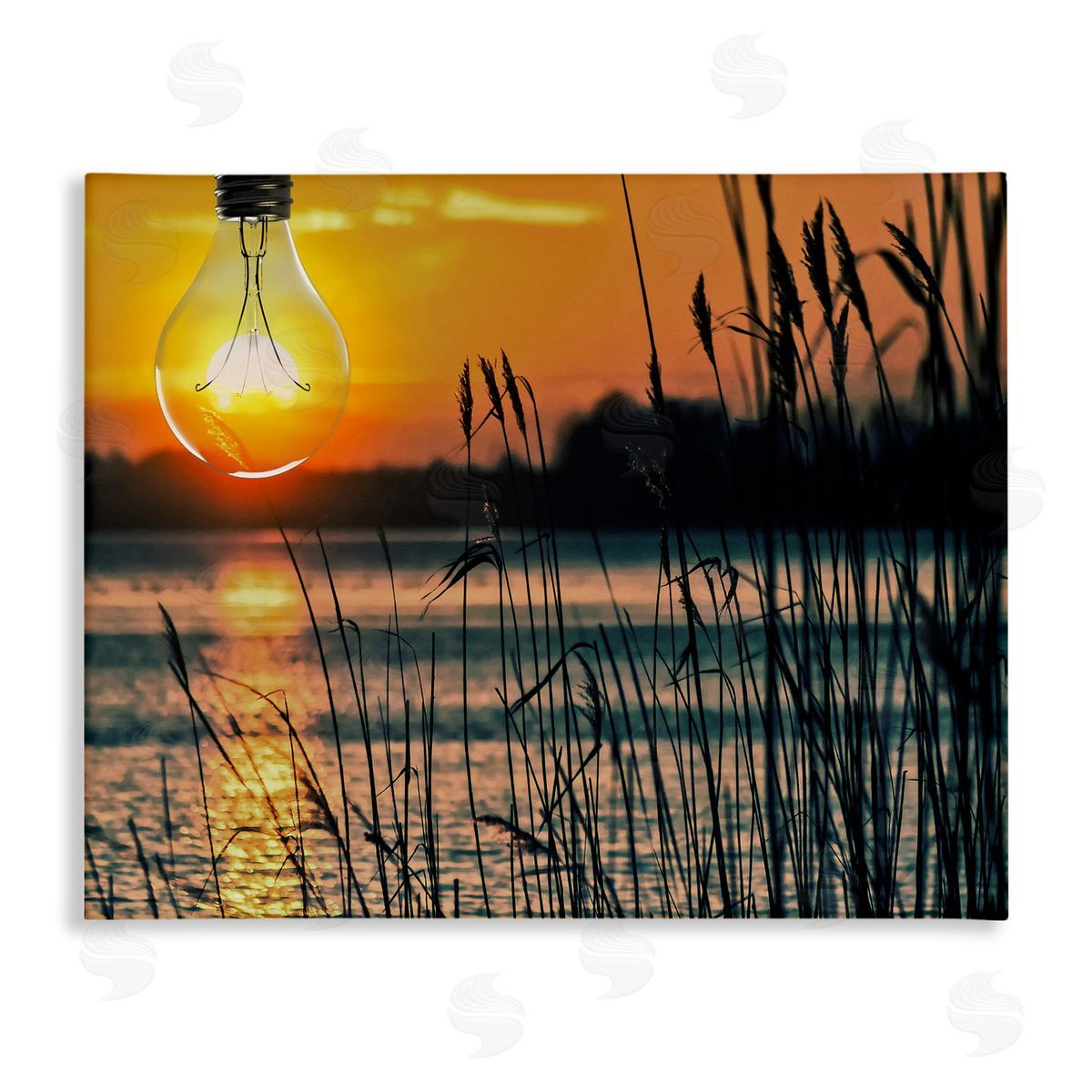 Lightbulb Lake Reeds Photograph Canvas Wall Art, Home Decor by Marcus Prime
