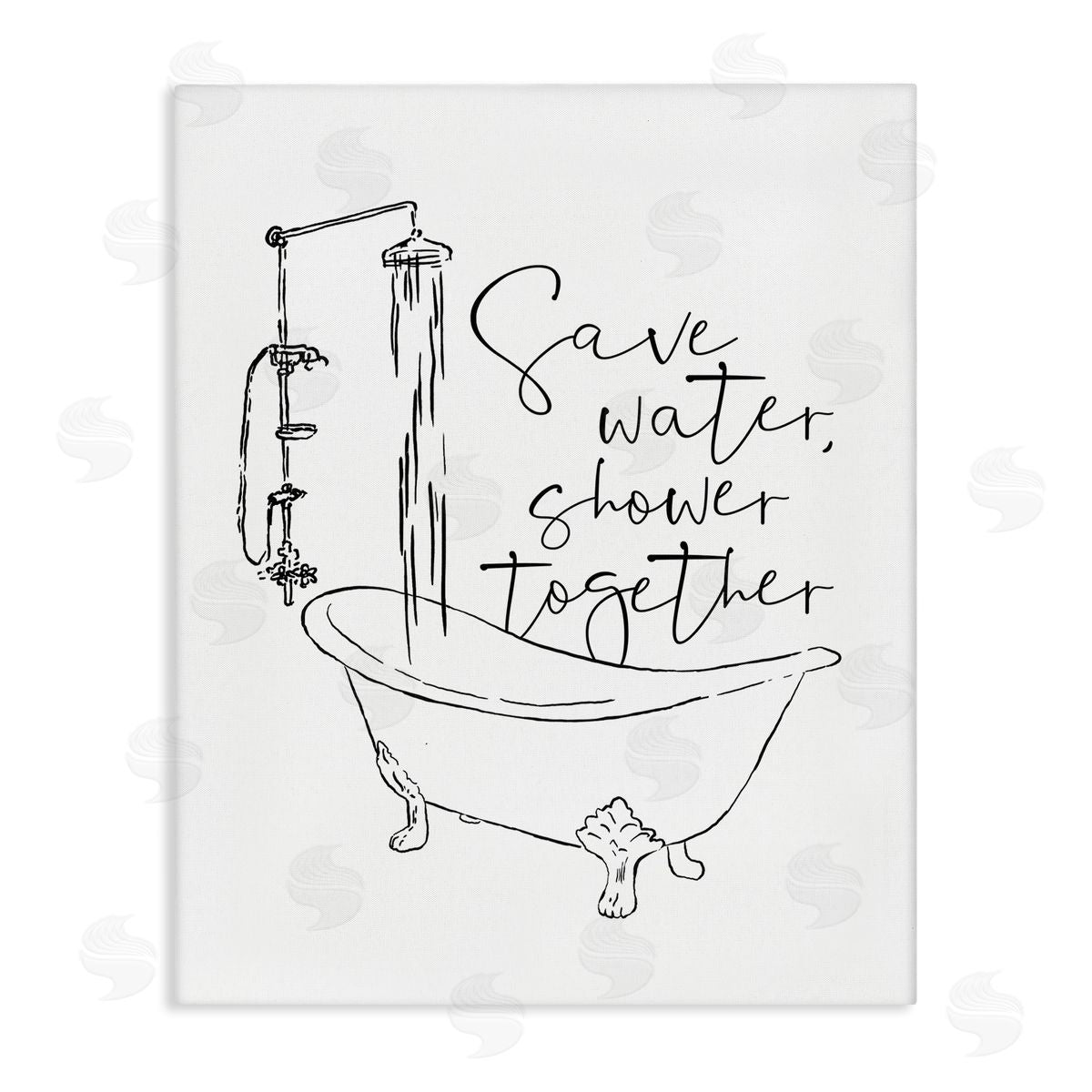 Shower Together Funny Ink Drawing Canvas Wall Art, Home Decor by Milli Villa