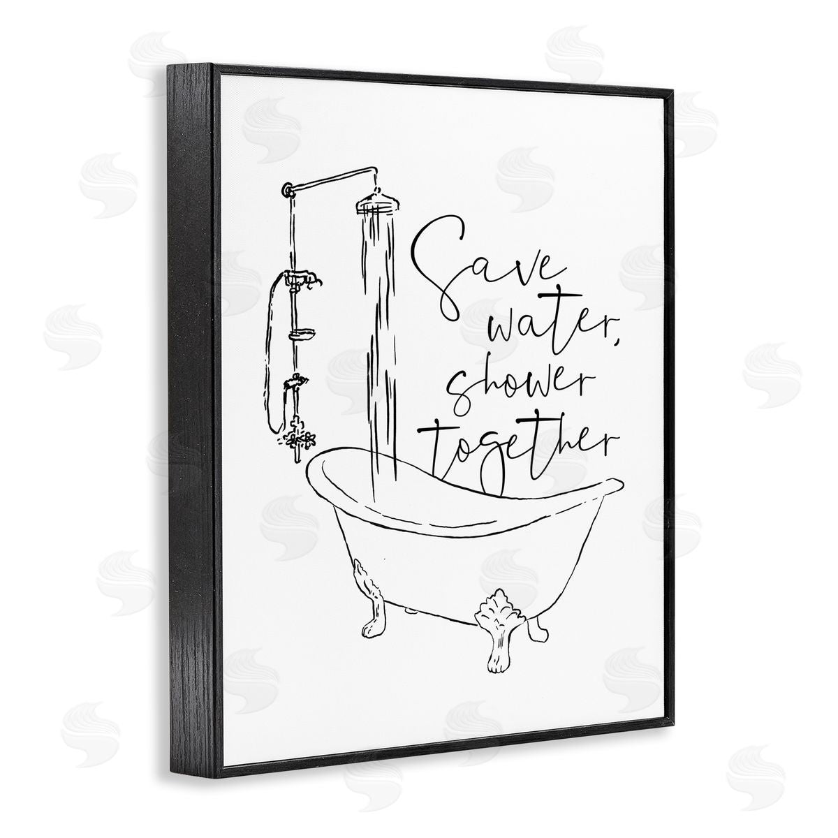 Shower Together Funny Ink Drawing Black Frame Print Wall Art, Home Decor by Milli Villa