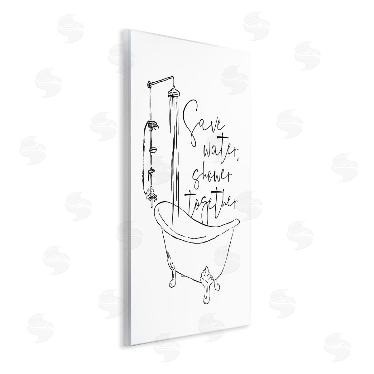 Shower Together Funny Ink Drawing Wood Plaque Wall Art, Home Decor by Milli Villa