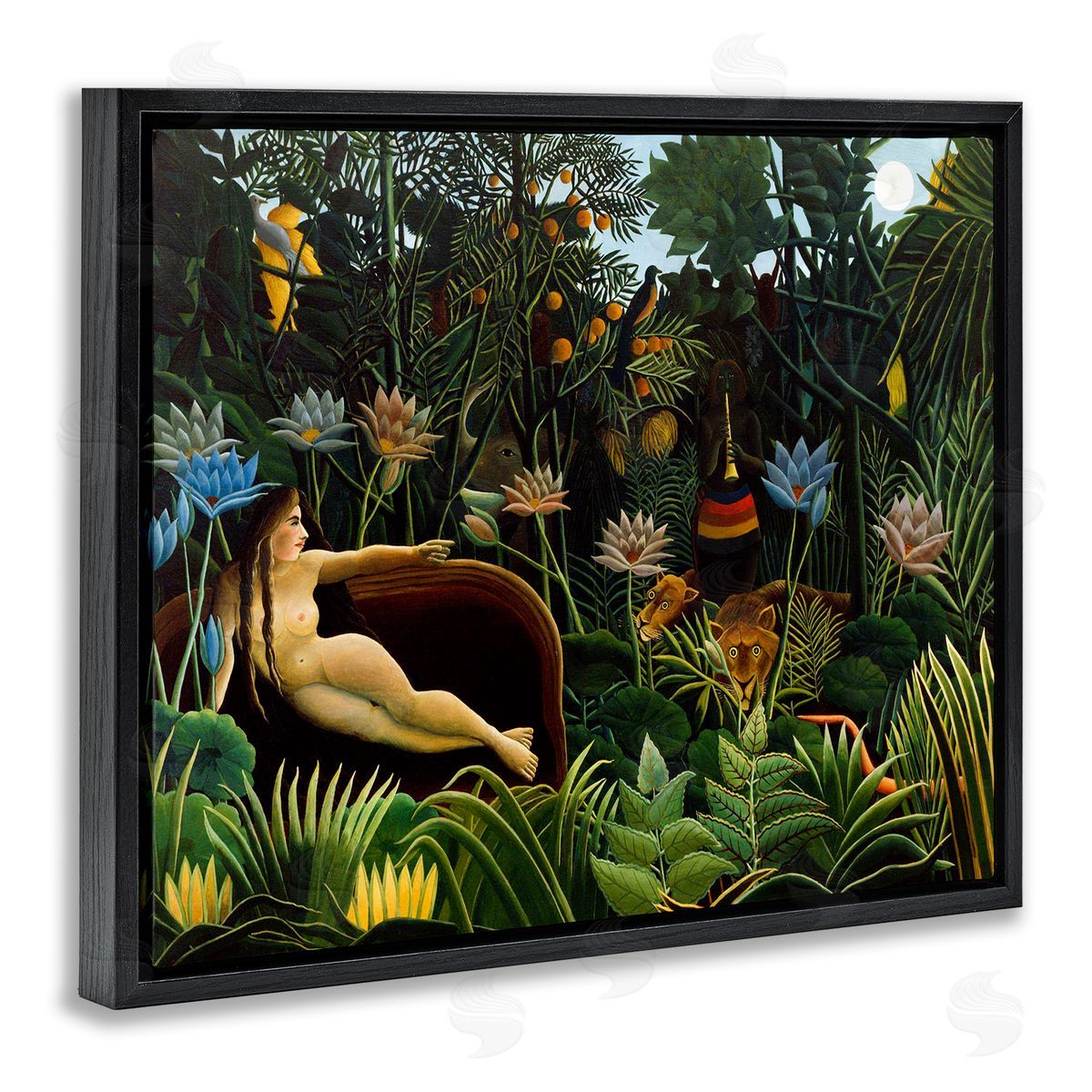 The Dream Classical Painting Black Floating Frame Canvas Wall Art, Home Decor by Henri Rousseau