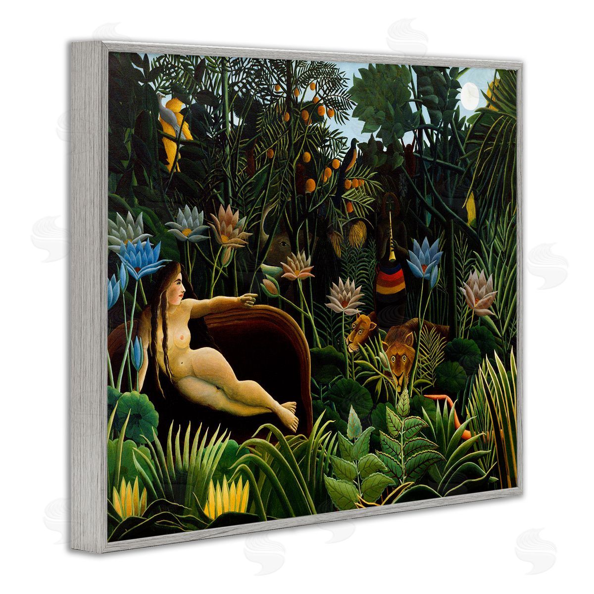 The Dream Classical Painting Grey Frame Print Wall Art, Home Decor by Henri Rousseau