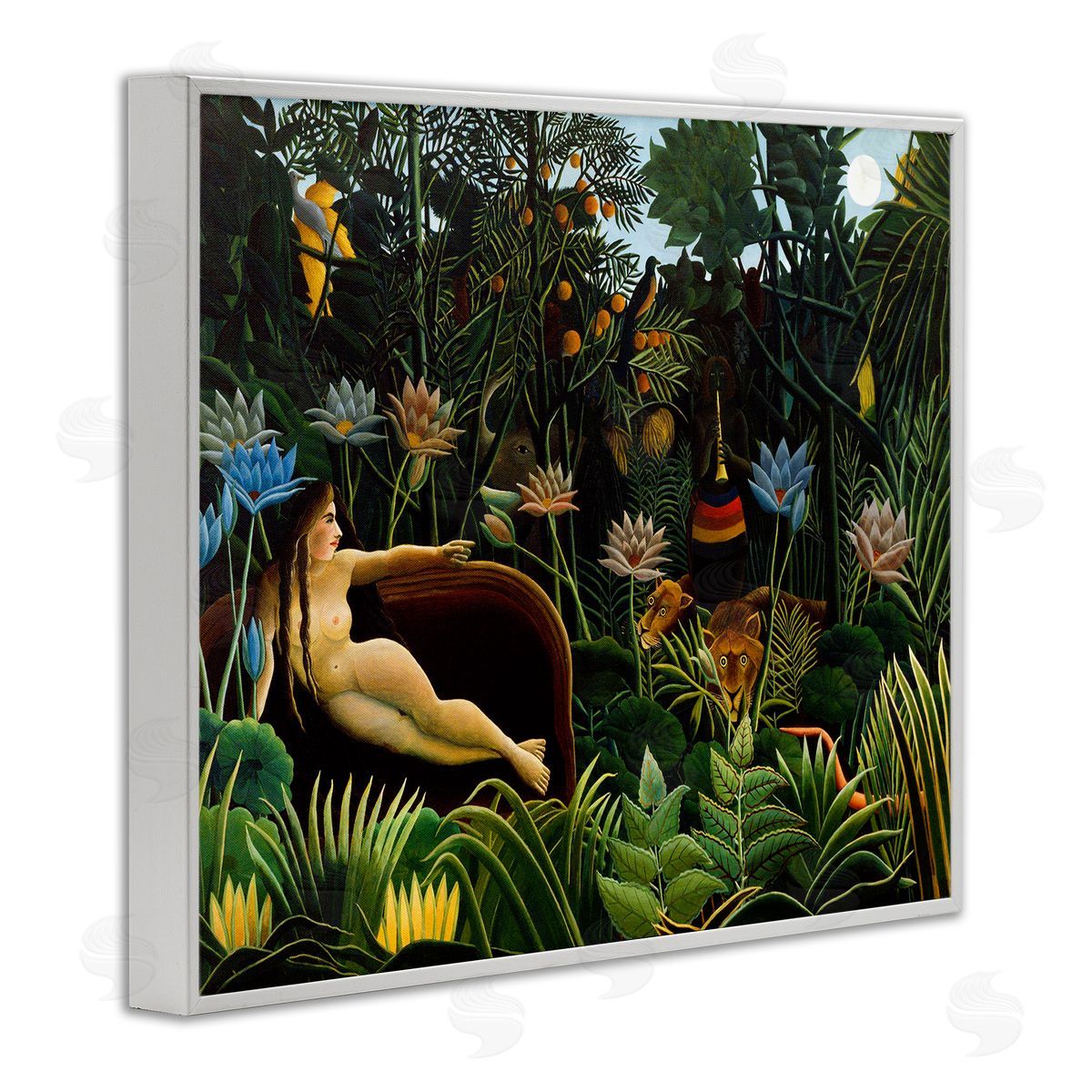 The Dream Classical Painting White Frame Print Wall Art, Home Decor by Henri Rousseau