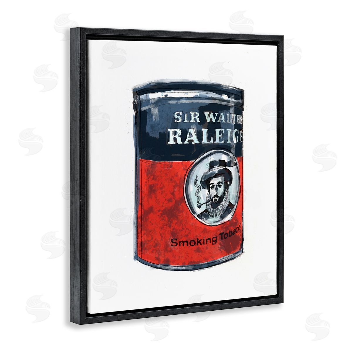 Smoking Tobacco Vintage Can Black Floating Frame Canvas Wall Art, Home Decor by Karen Dreyfus