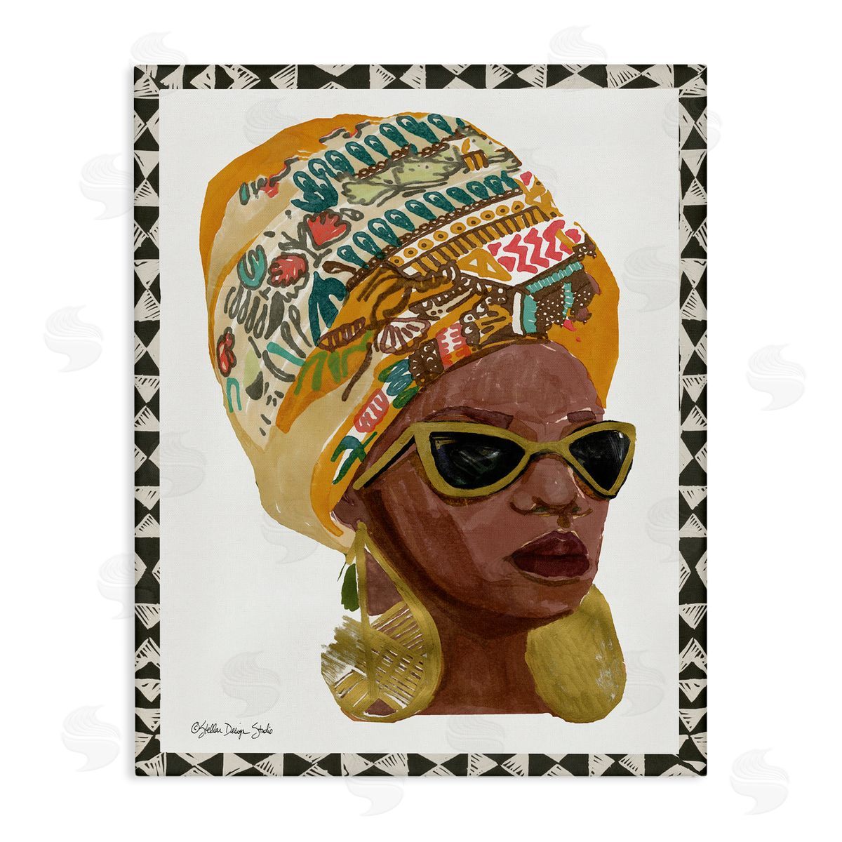 Patterned Fashion Model Painting Canvas Wall Art, Home Decor by Stellar Studio