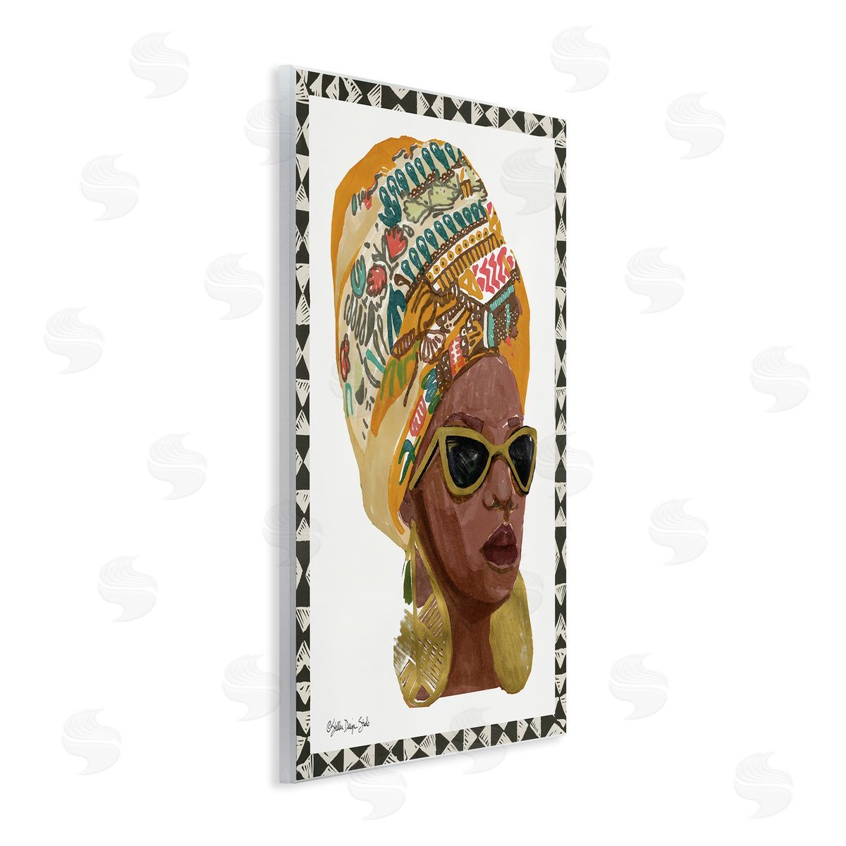 Patterned Fashion Model Painting Wood Plaque Wall Art, Home Decor by Stellar Studio