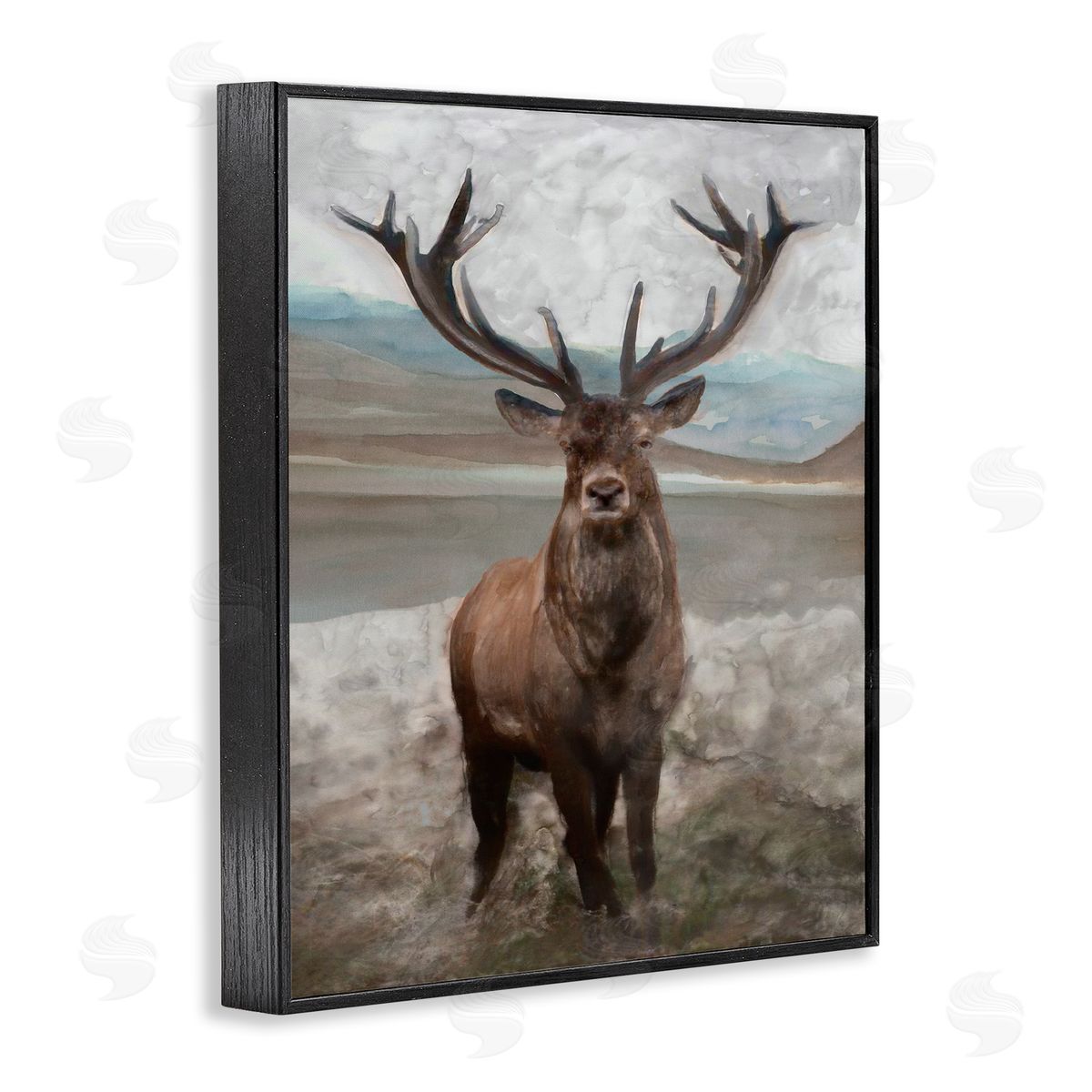 Moose Encounter Landscape Black Frame Print Wall Art, Home Decor by Stellar Studio