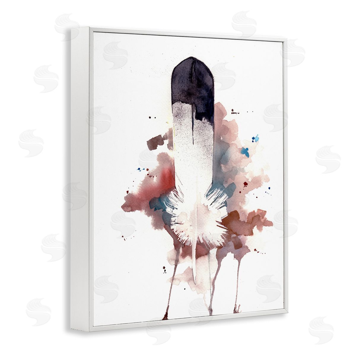 Bird Feather Abstract White Frame Print Wall Art, Home Decor by Sean Parnell