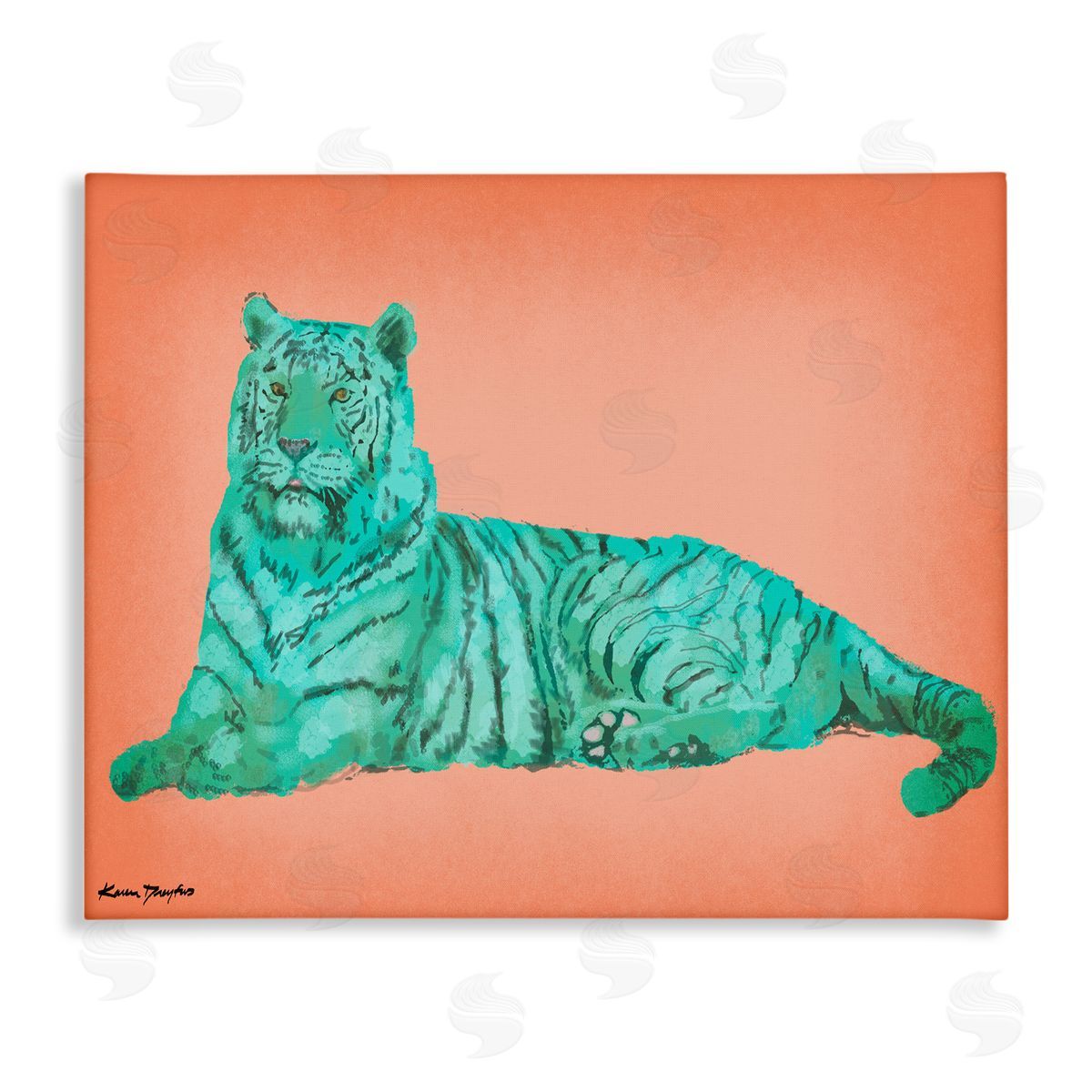 Cyan Pink Tiger Canvas Wall Art, Home Decor by Karen Dreyfus