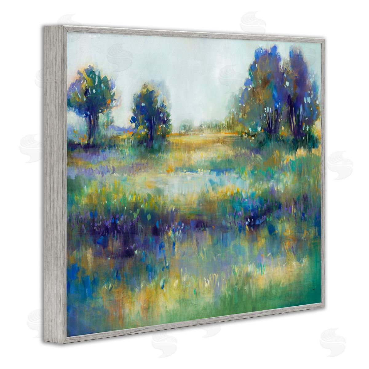 Wetland Landscape Abstract Grey Frame Print Wall Art, Home Decor by K. Nari