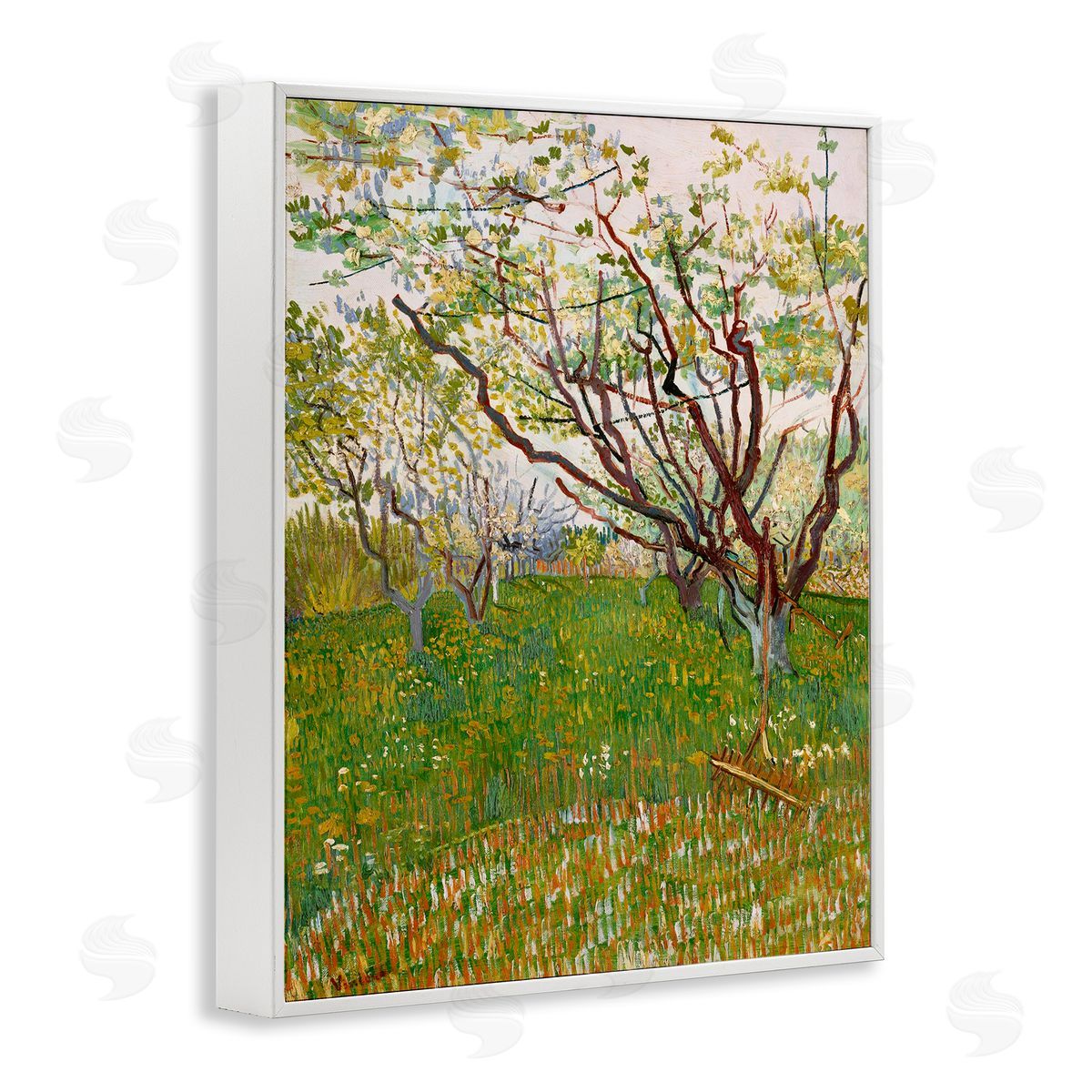 The Flowering Orchard White Frame Print Wall Art, Home Decor by Vincent Van Gogh