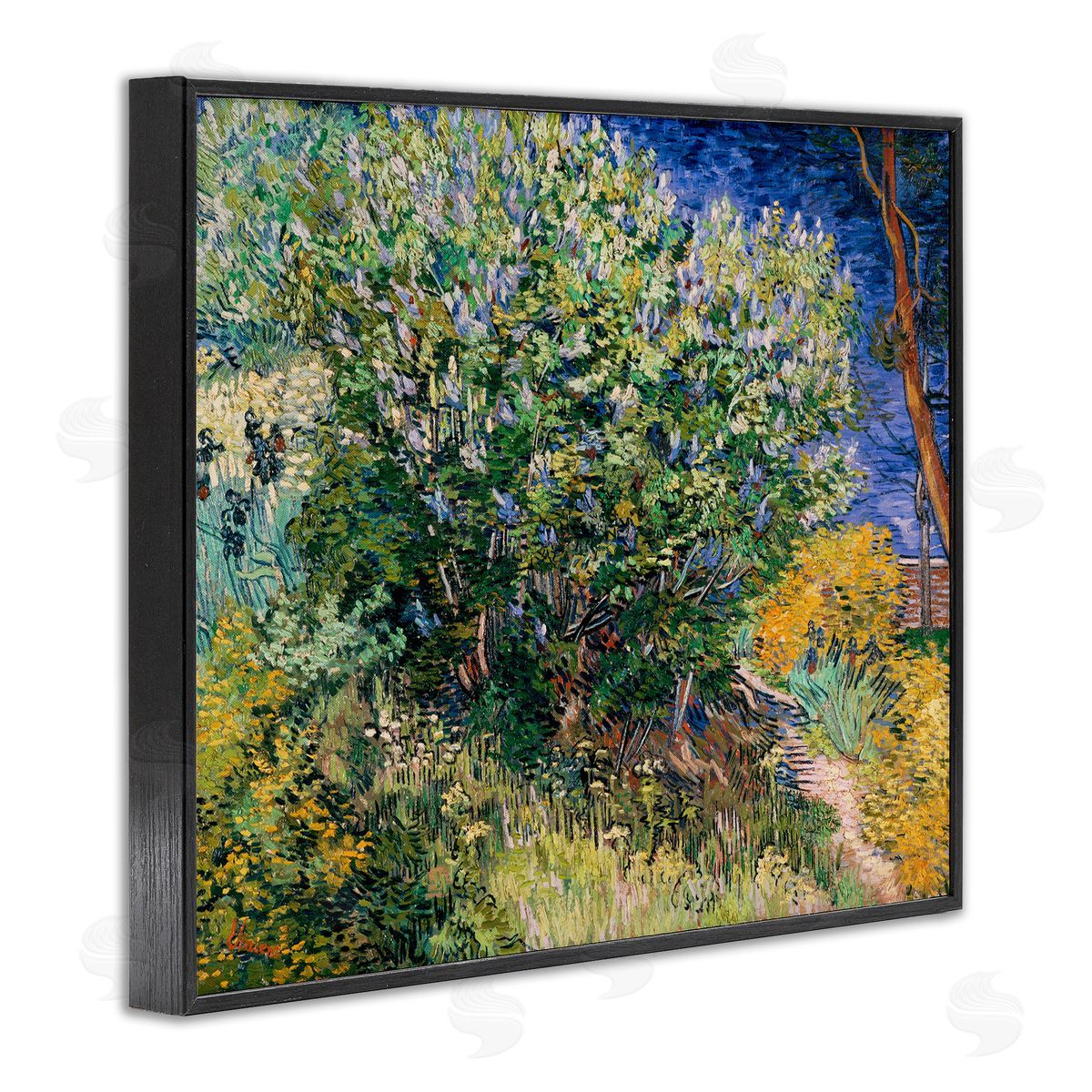 Lilac Bush Classical Painting Black Frame Print Wall Art, Home Decor by Vincent Van Gogh
