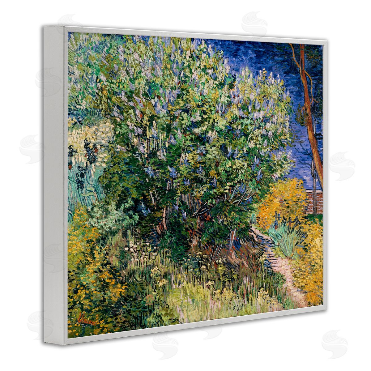 Lilac Bush Classical Painting White Frame Print Wall Art, Home Decor by Vincent Van Gogh