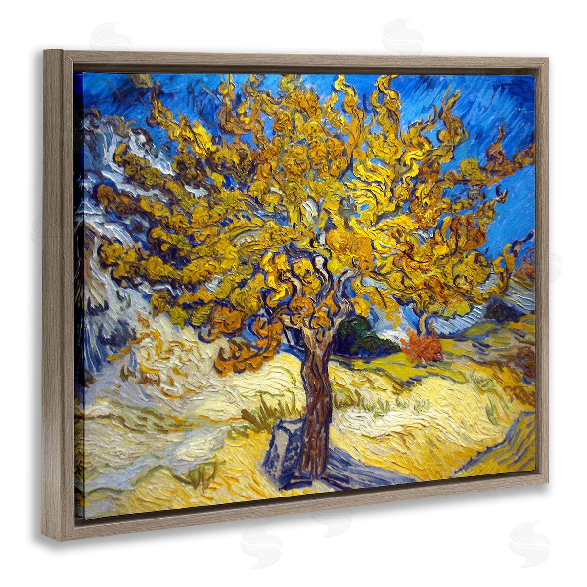The Mulberry Tree Classical Painting Brown Floating Frame Canvas Wall Art, Home Decor by Vincent Van Gogh