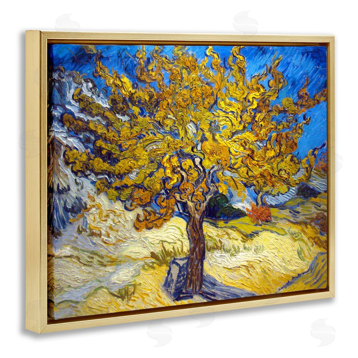 The Mulberry Tree Classical Painting Gold Floating Frame Canvas Wall Art, Home Decor by Vincent Van Gogh