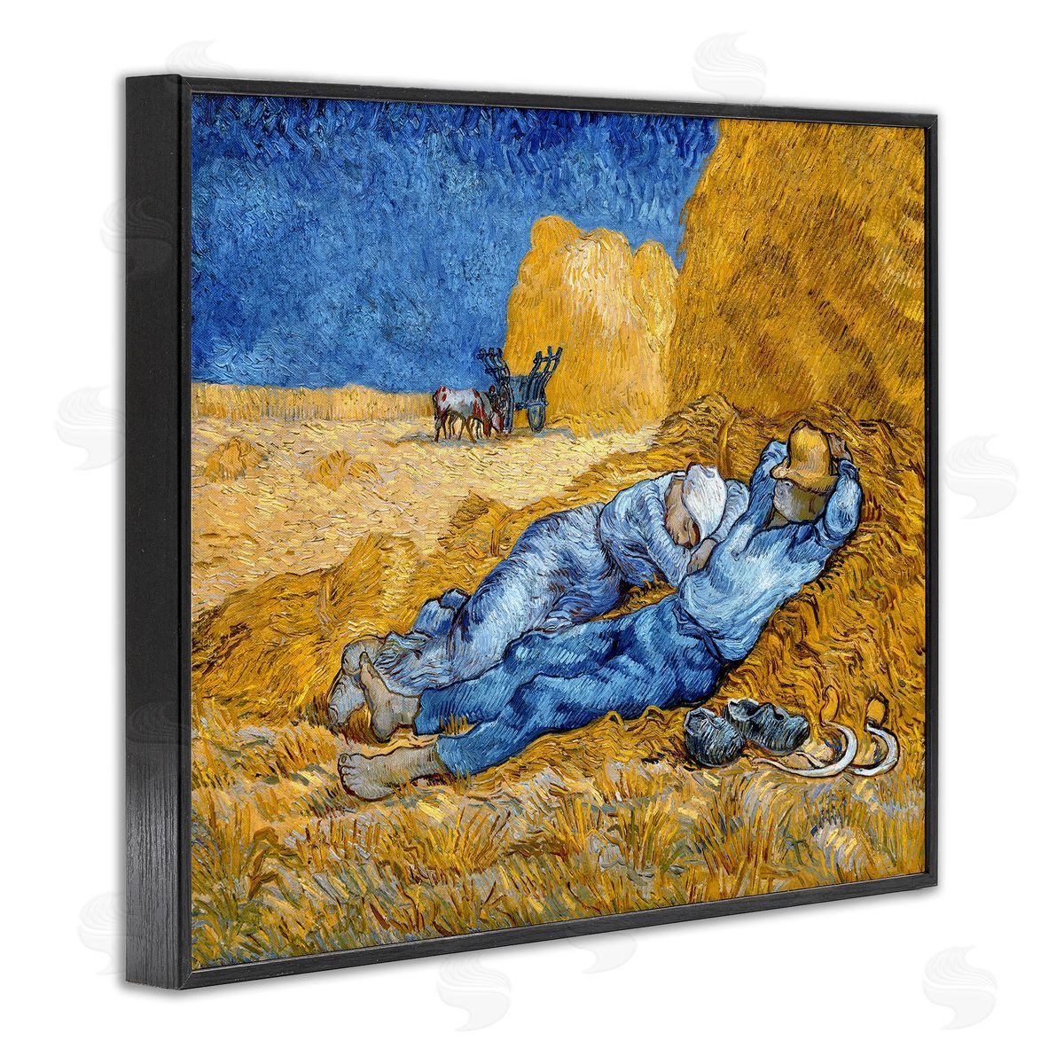 Noon - Rest from Work Black Frame Print Wall Art, Home Decor by Vincent Van Gogh