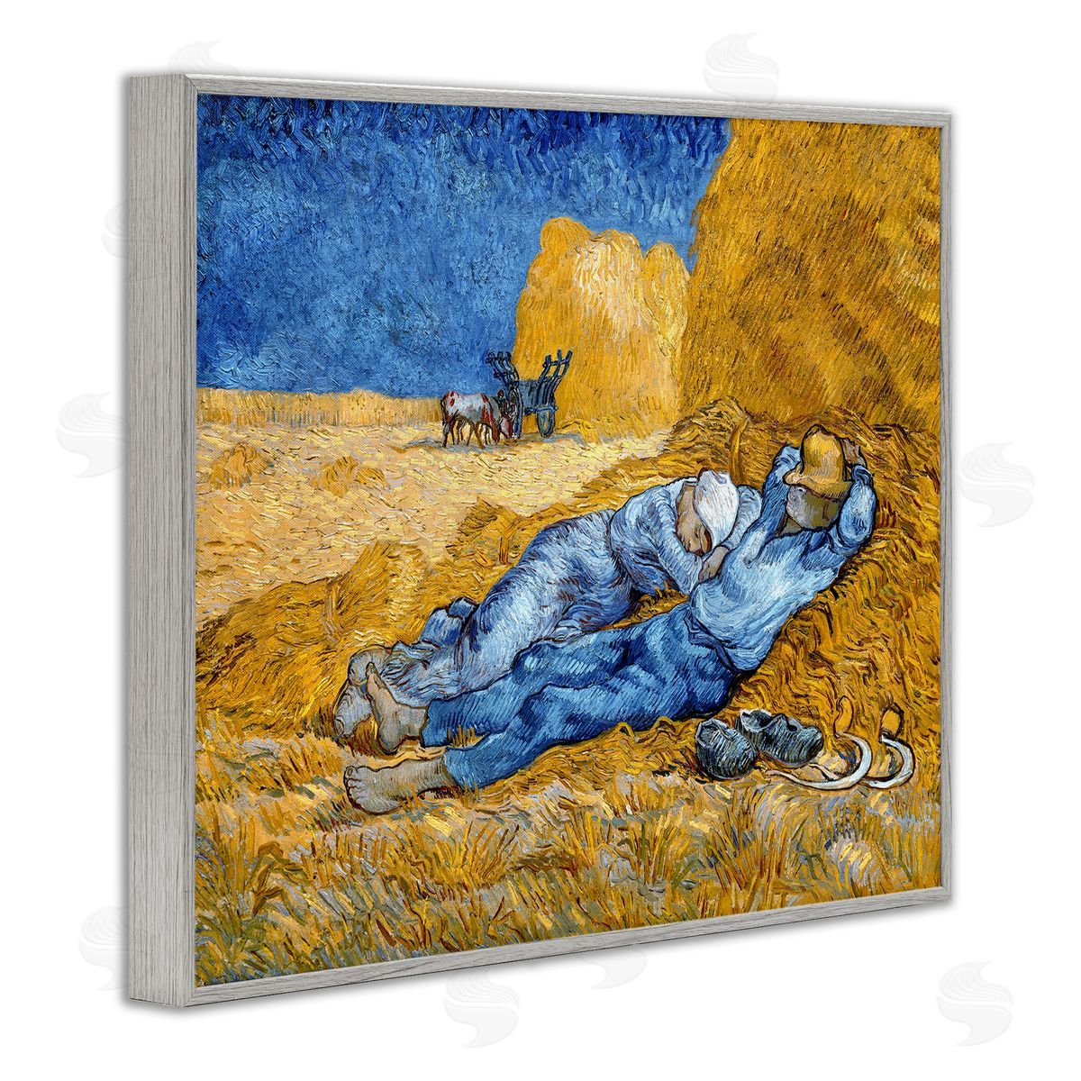 Noon - Rest from Work Grey Frame Print Wall Art, Home Decor by Vincent Van Gogh