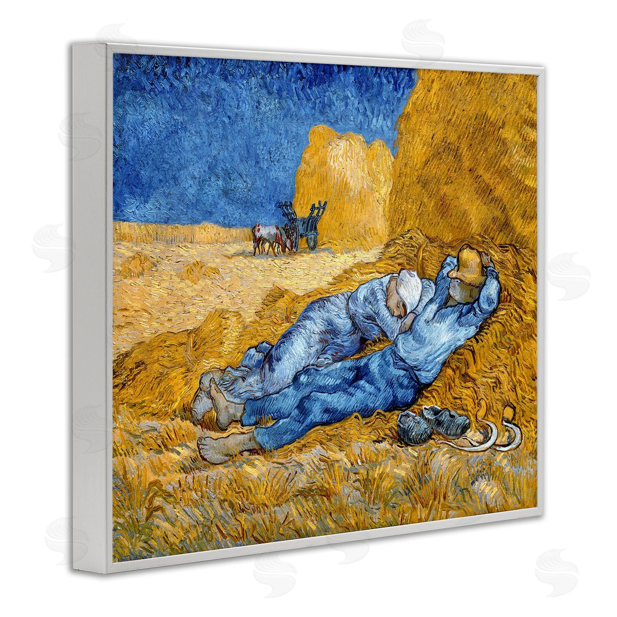 Noon - Rest from Work White Frame Print Wall Art, Home Decor by Vincent Van Gogh
