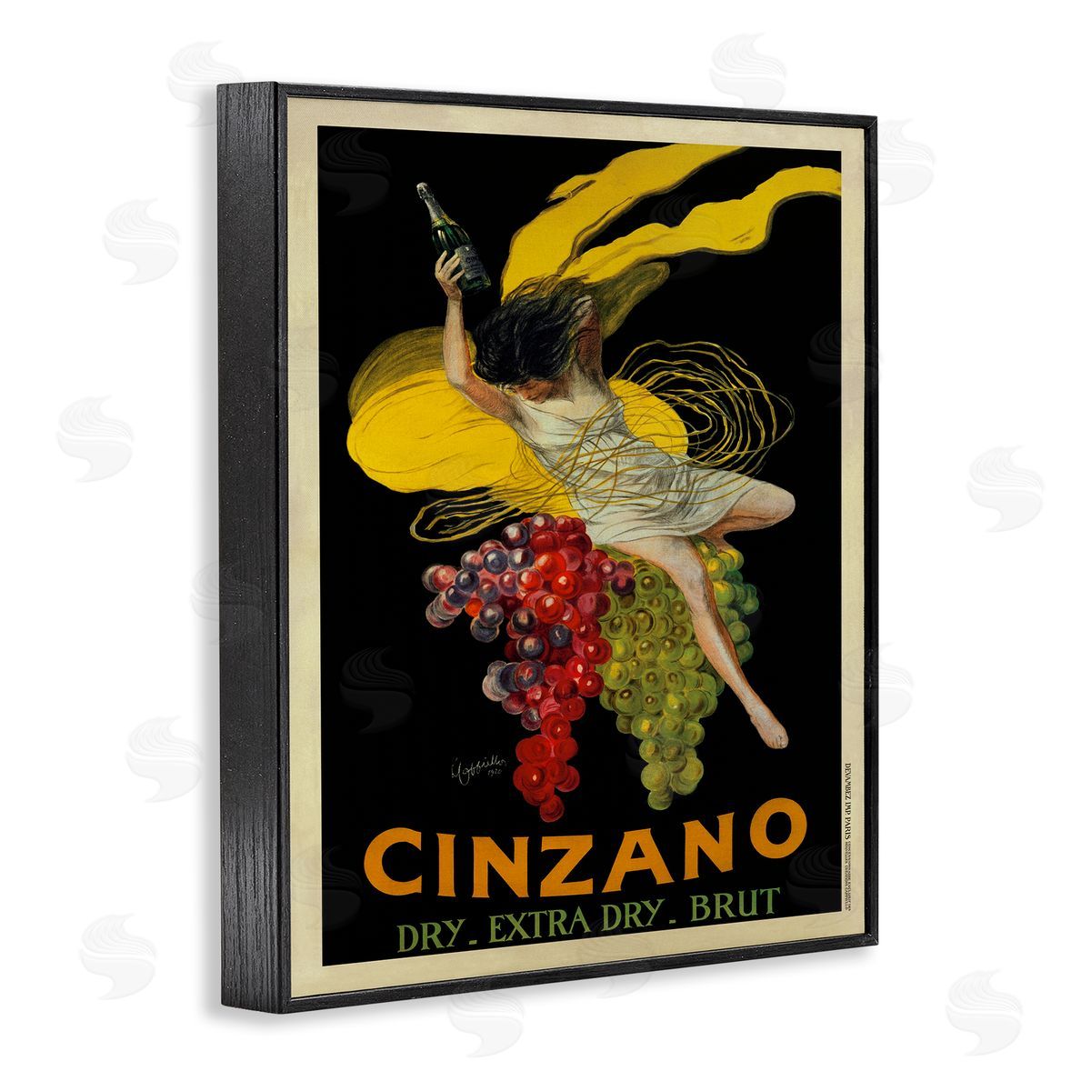 Cinzano Vintage Poster Wine Black Frame Print Wall Art, Home Decor by Marcello Dudovich