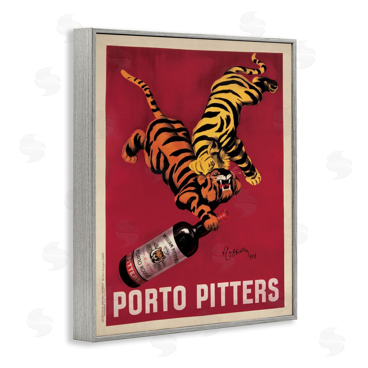 Porto Pitters Vintage Poster Grey Frame Print Wall Art, Home Decor by Marcello Dudovich
