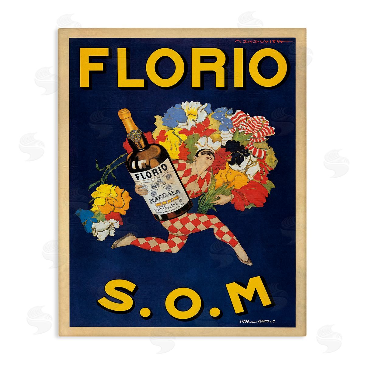 Florio Vintage Poster Drink Canvas Wall Art, Home Decor by Marcello Dudovich