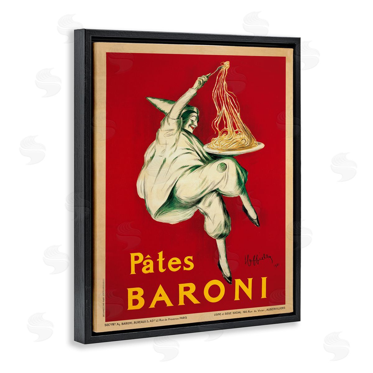 Pates Baroni Vintage Food Poster Black Floating Frame Canvas Wall Art, Home Decor by Marcello Dudovich