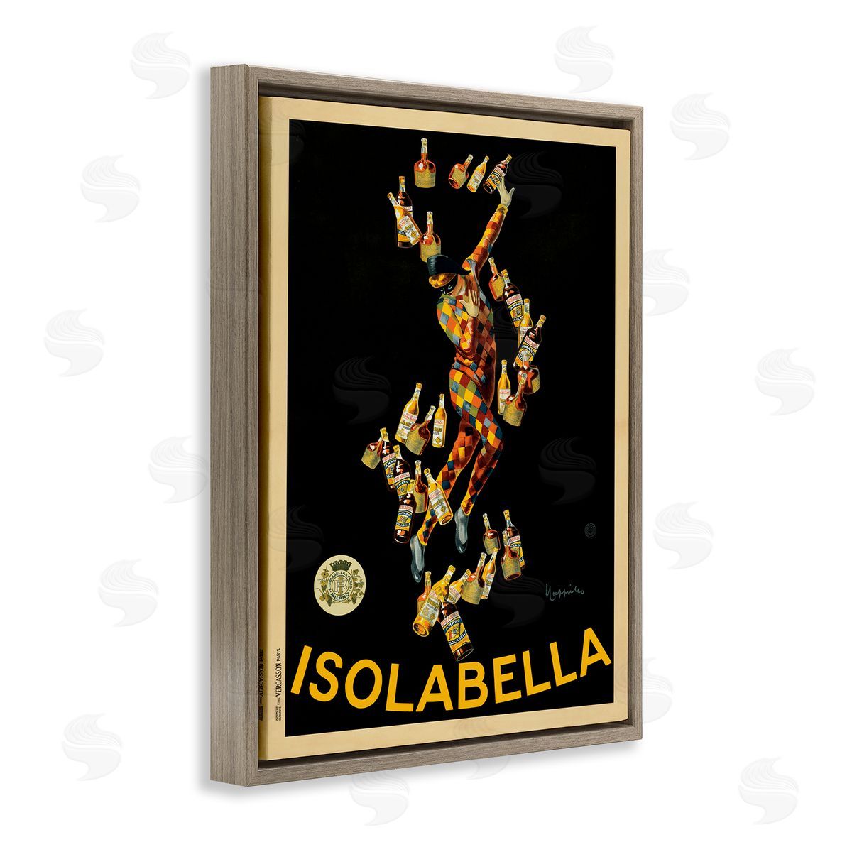 Isolabella Vintage Poster Drink Brown Floating Frame Canvas Wall Art, Home Decor by Marcello Dudovich