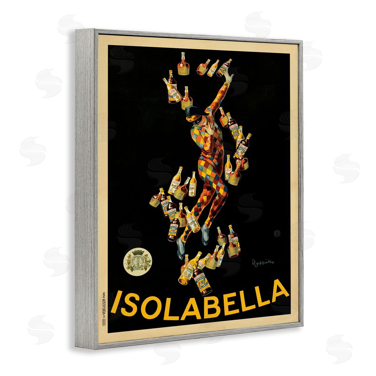 Isolabella Vintage Poster Drink Grey Frame Print Wall Art, Home Decor by Marcello Dudovich