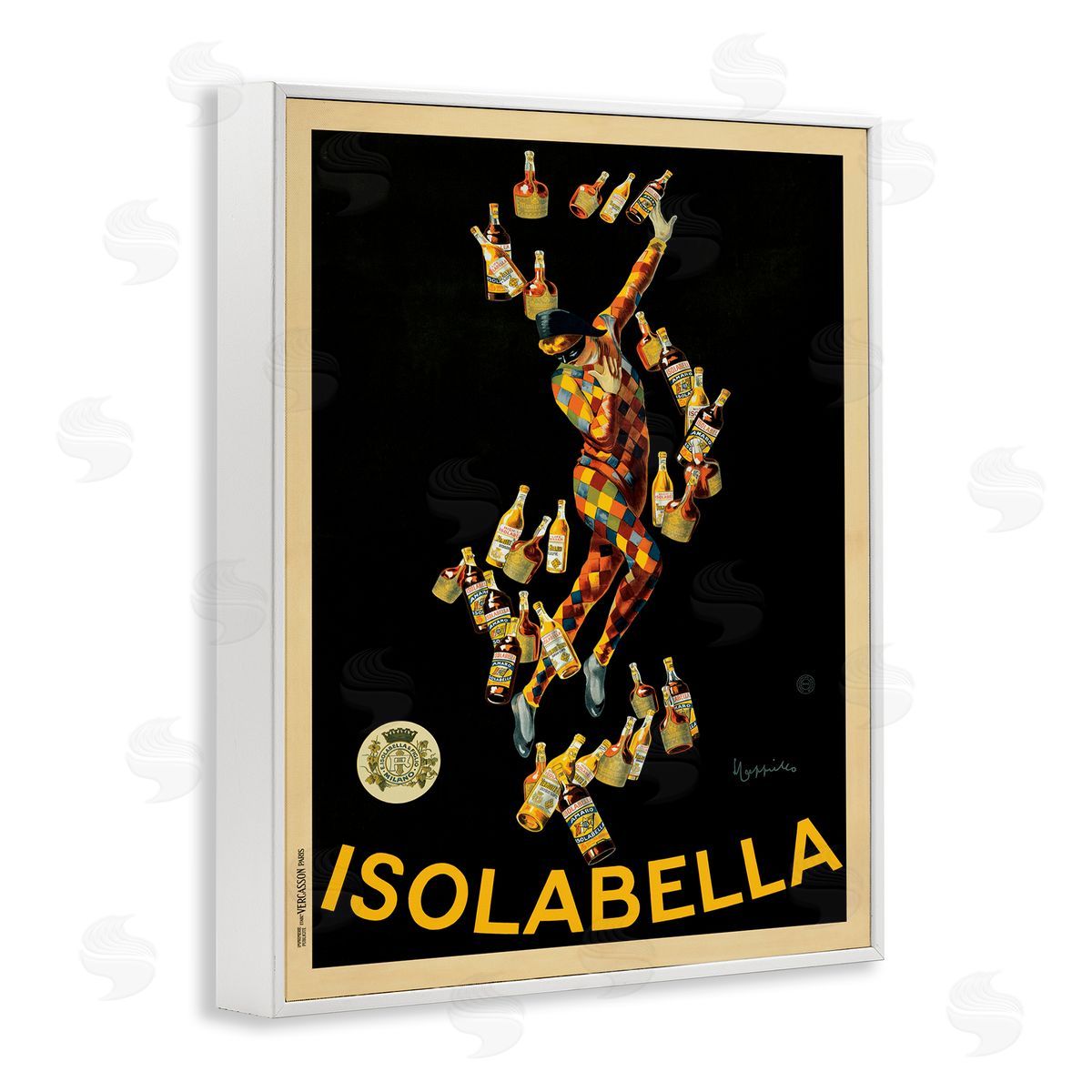 Isolabella Vintage Poster Drink White Frame Print Wall Art, Home Decor by Marcello Dudovich