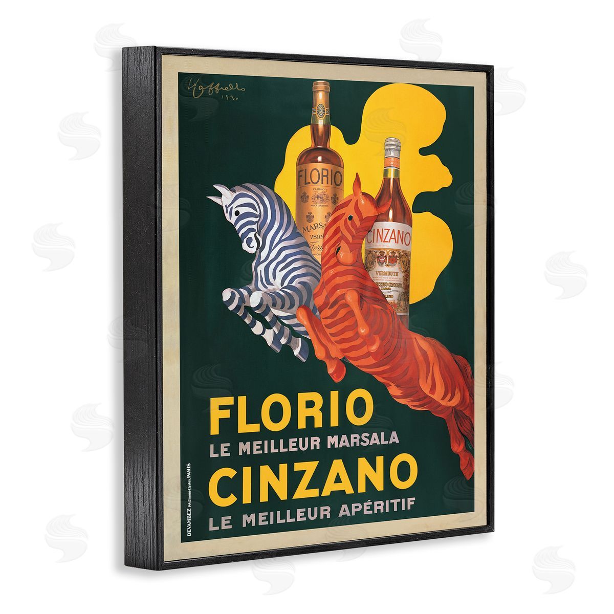 Florio Cinzano Vintage Poster Black Frame Print Wall Art, Home Decor by Marcello Dudovich