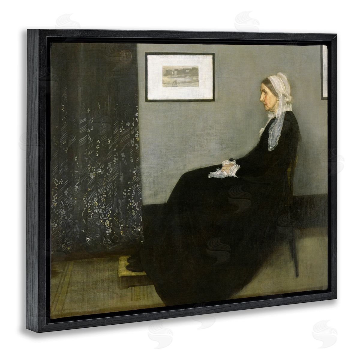 Whistler's Mother 1871 Classical Painting Black Floating Frame Canvas Wall Art, Home Decor by James Abbott McNeill Whistler