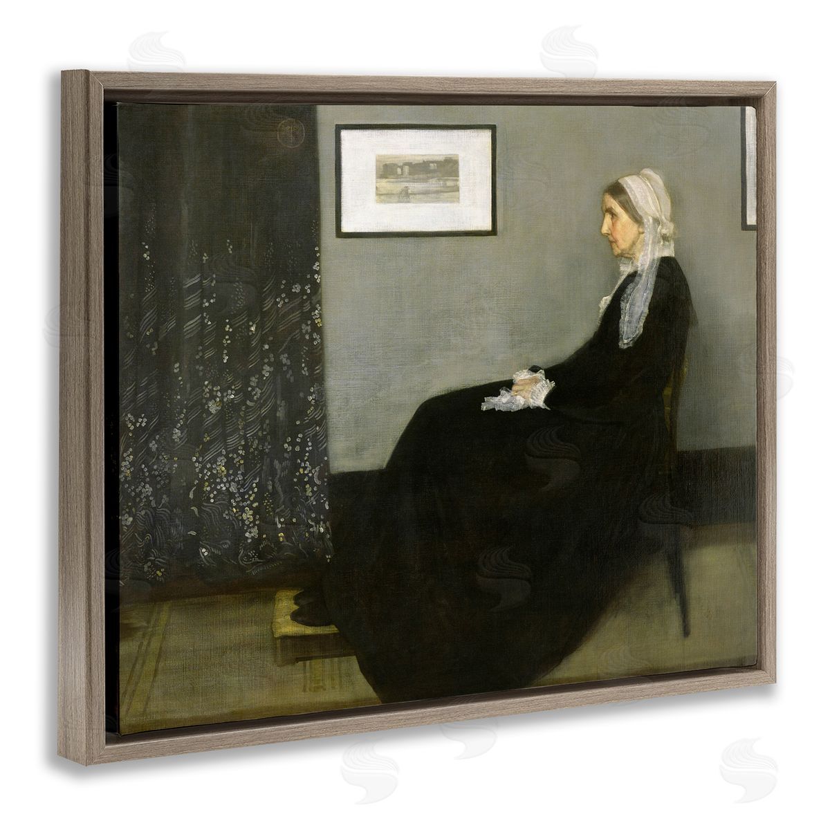 Whistler's Mother 1871 Classical Painting Brown Floating Frame Canvas Wall Art, Home Decor by James Abbott McNeill Whistler