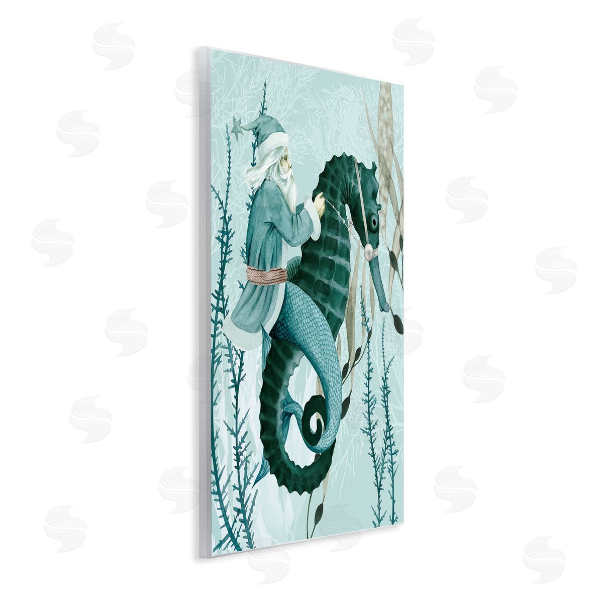 Sea Santa Ocean Christmas Holiday Wood Plaque Wall Art, Home Decor by Grace Popp
