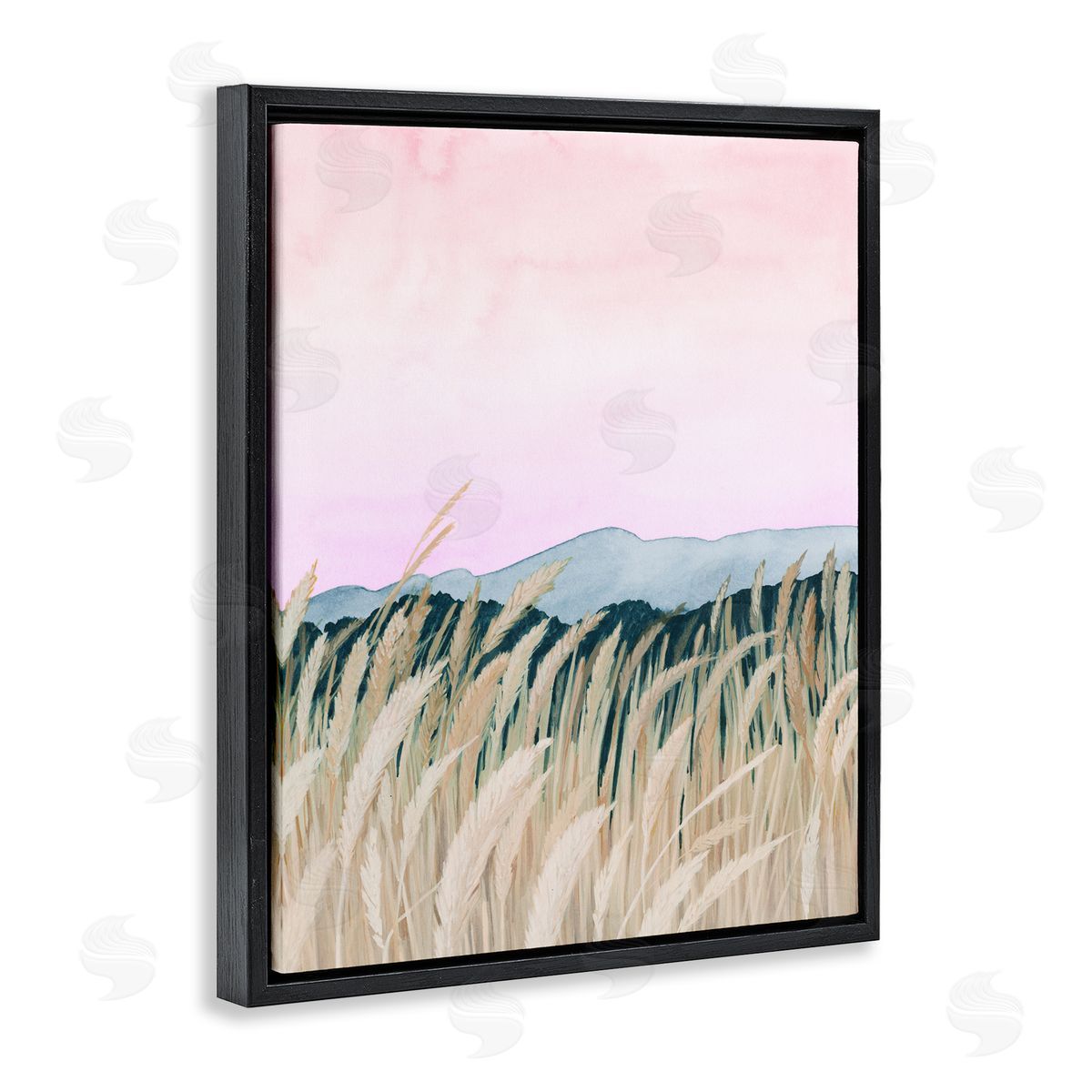 Wheat Field Painting Black Floating Frame Canvas Wall Art, Home Decor by Grace Popp