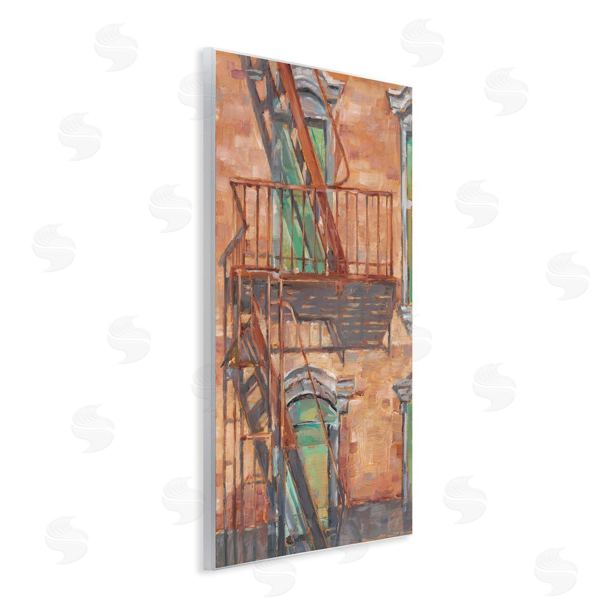 Brick Building Fire Escape Wood Plaque Wall Art, Home Decor by Ethan Harper