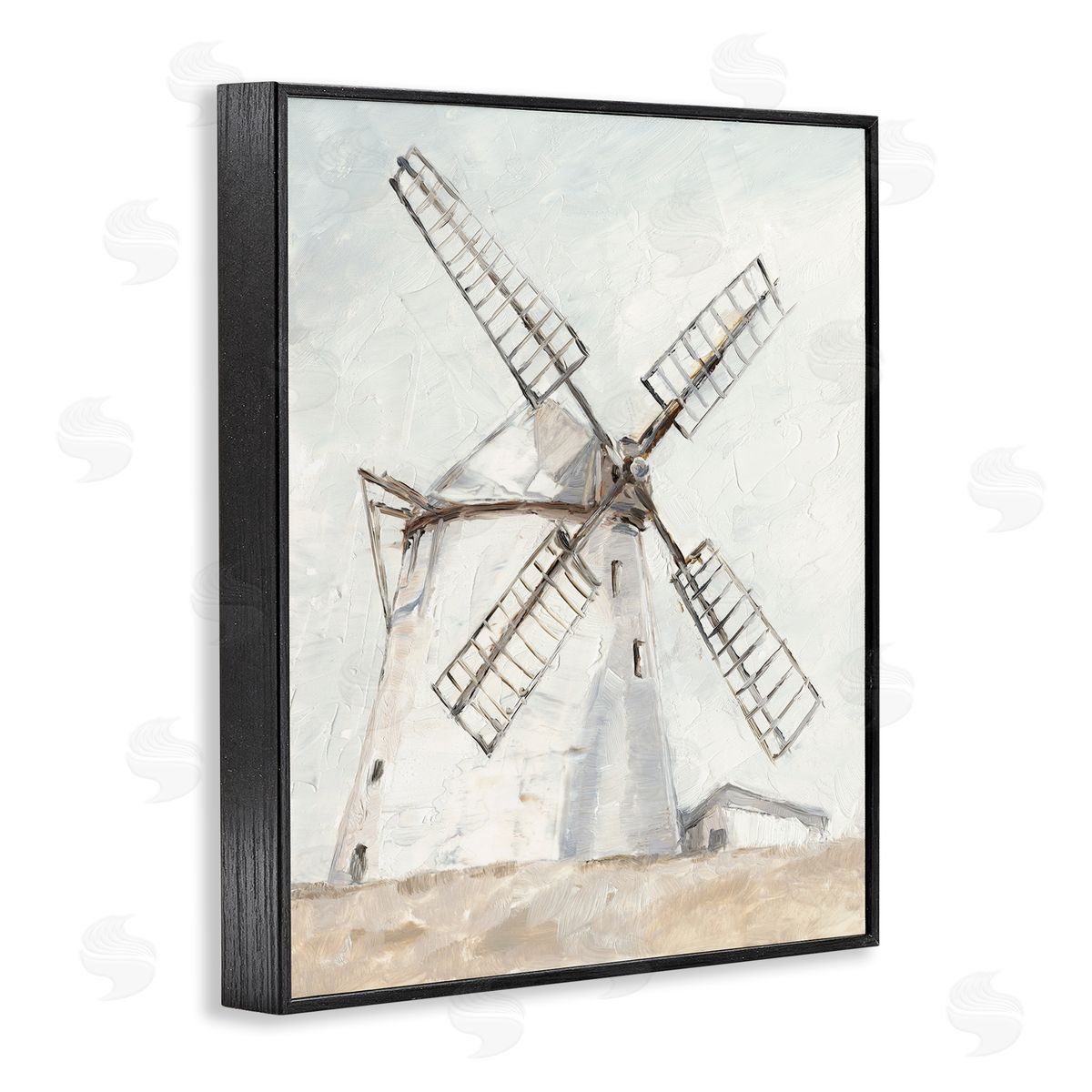 Farm Windmill Landscape Black Frame Print Wall Art, Home Decor by Ethan Harper
