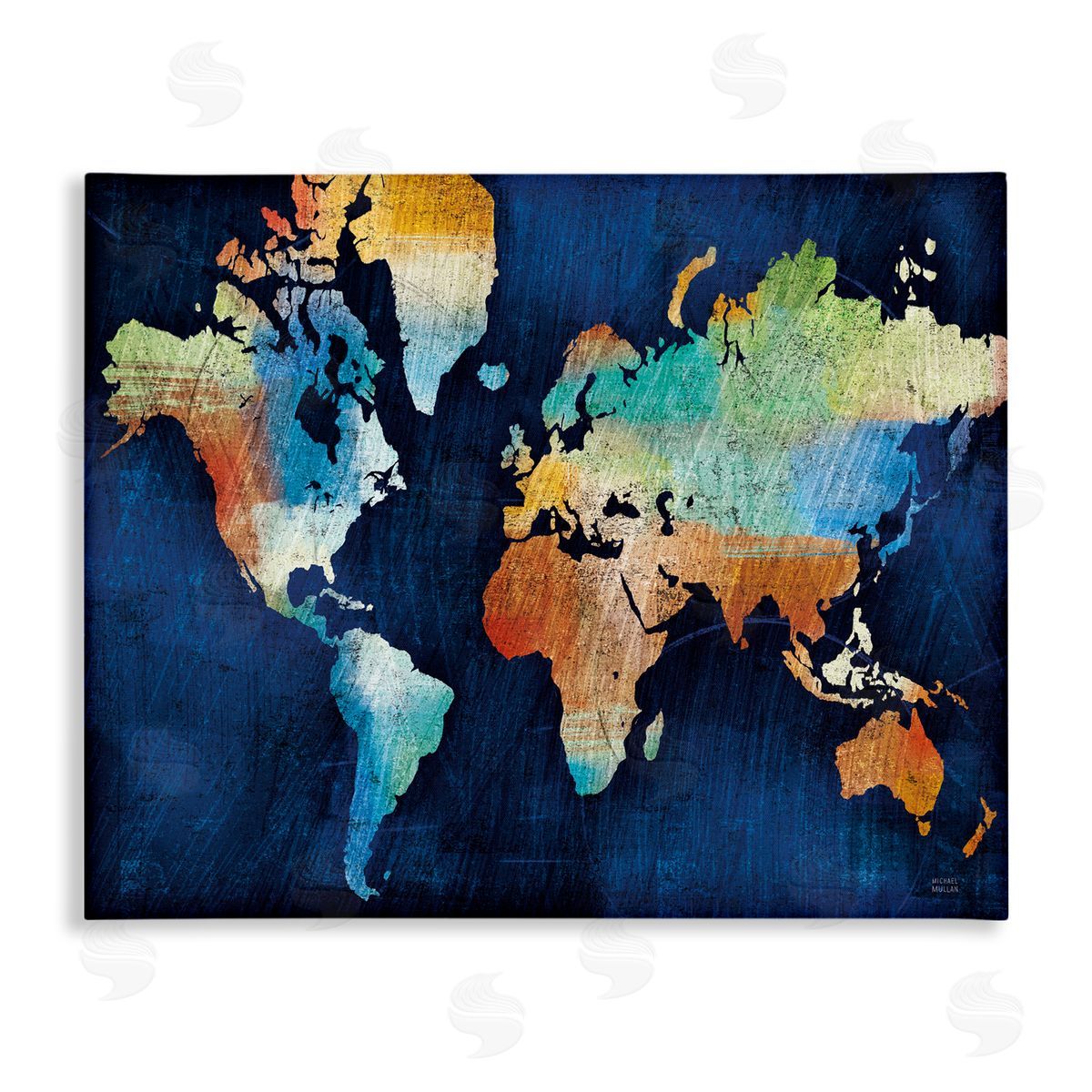 World Map Modern Rainbow Canvas Wall Art, Home Decor by Michael Mullan