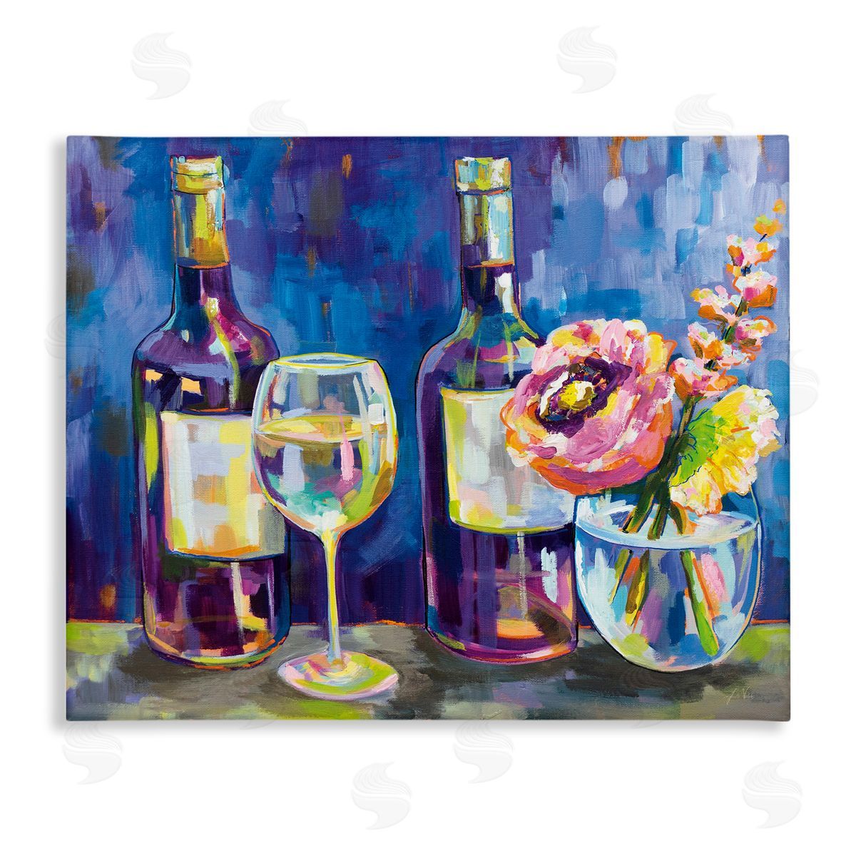 Party Drinks & Flowers Painting Canvas Wall Art, Home Decor by Jeanette Vertentes
