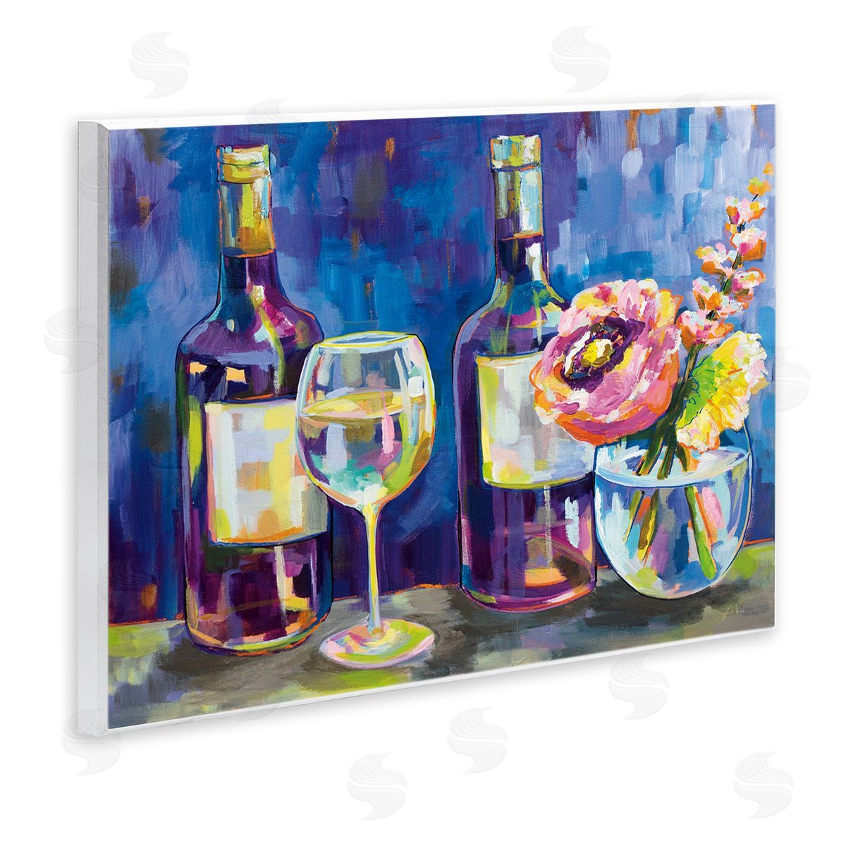 Party Drinks & Flowers Painting Wood Plaque Wall Art, Home Decor by Jeanette Vertentes