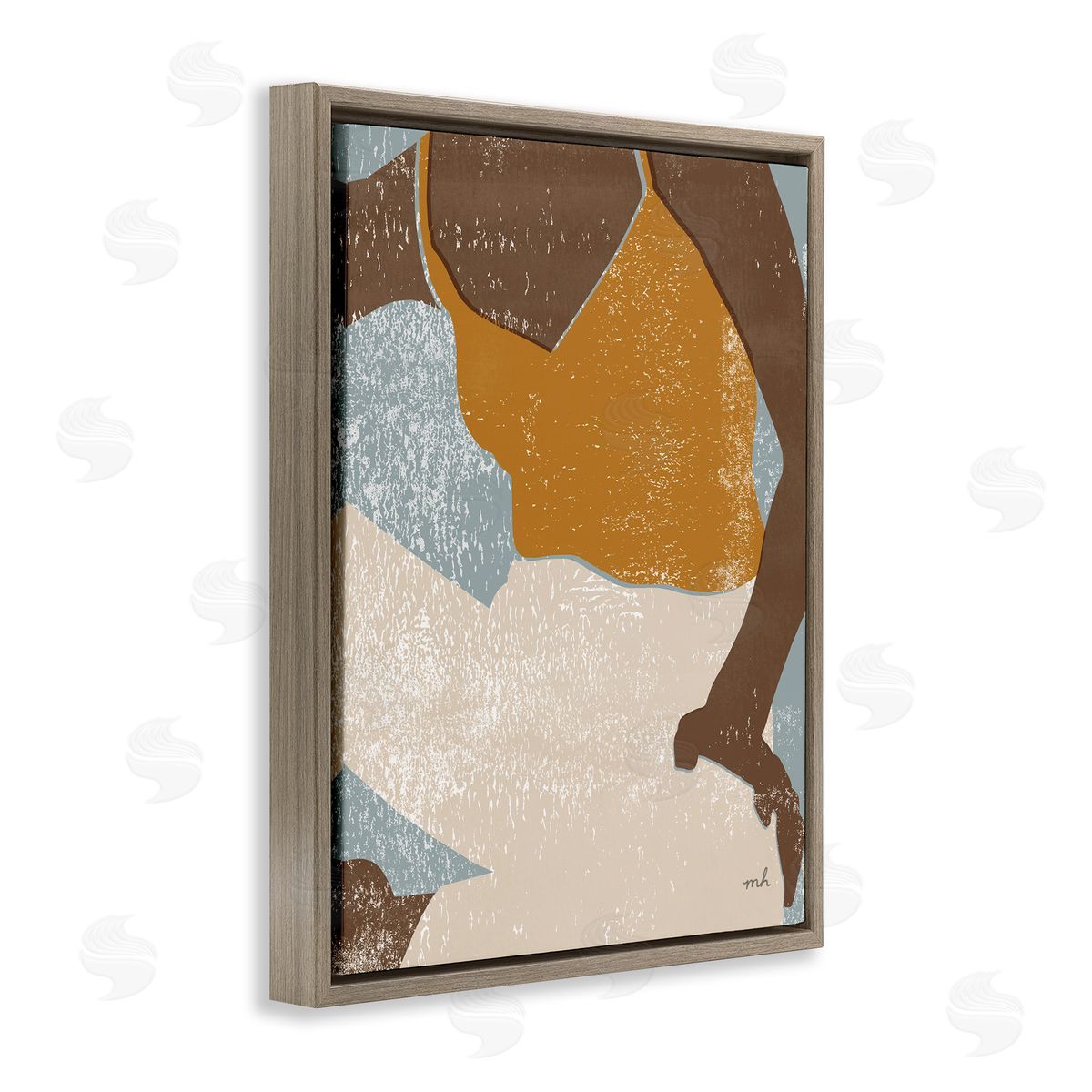 Boho Relaxing Sitting Person Brown Floating Frame Canvas Wall Art, Home Decor by Moira Hershey