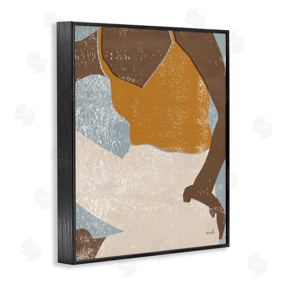 Boho Relaxing Sitting Person Black Frame Print Wall Art, Home Decor by Moira Hershey