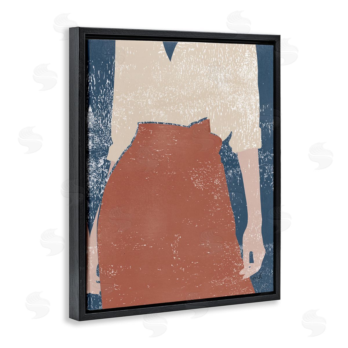 Standing Person Distressed Black Floating Frame Canvas Wall Art, Home Decor by Moira Hershey