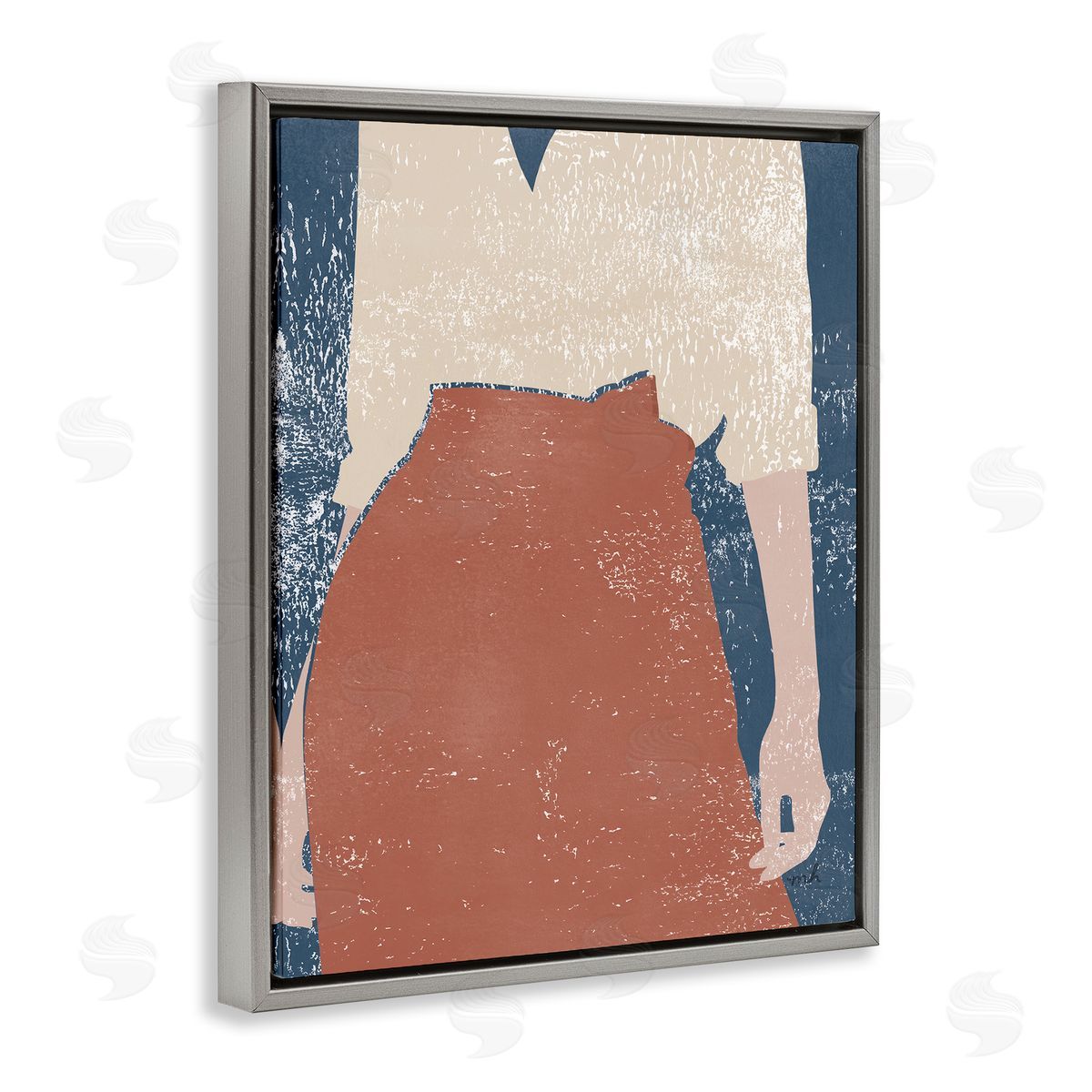 Standing Person Distressed Grey Floating Frame Canvas Wall Art, Home Decor by Moira Hershey