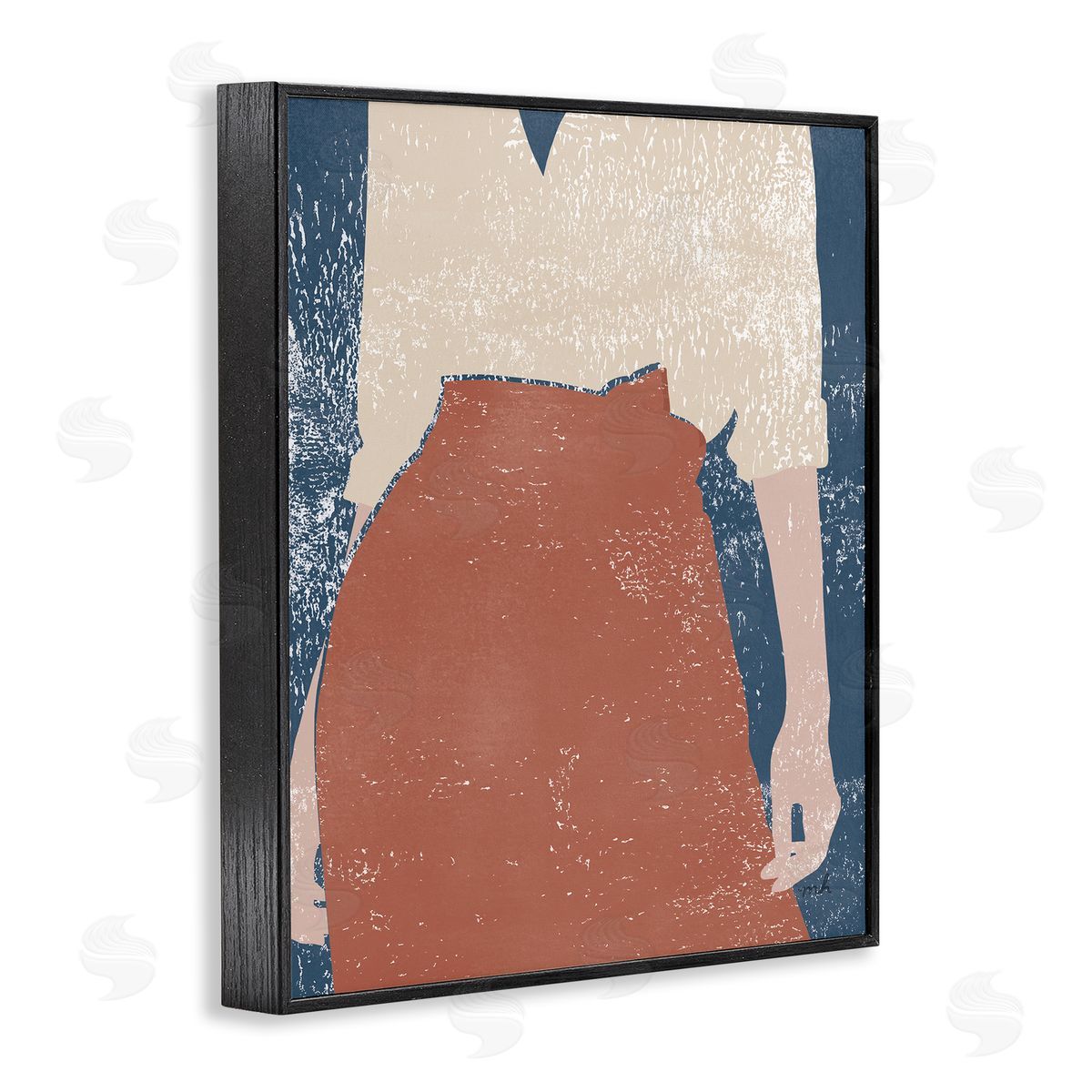 Standing Person Distressed Black Frame Print Wall Art, Home Decor by Moira Hershey