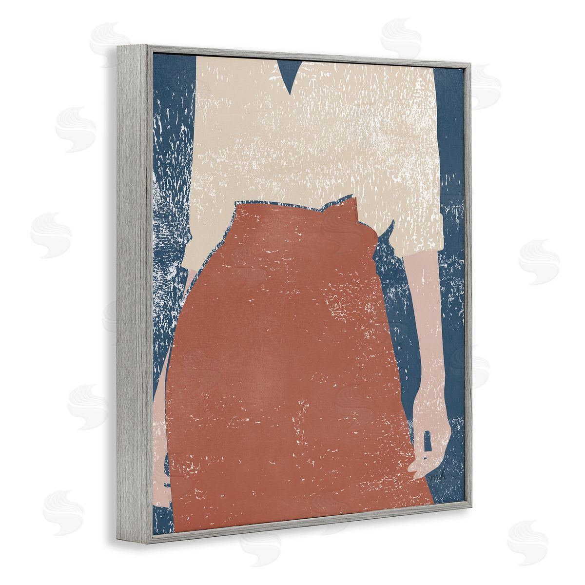 Standing Person Distressed Grey Frame Print Wall Art, Home Decor by Moira Hershey